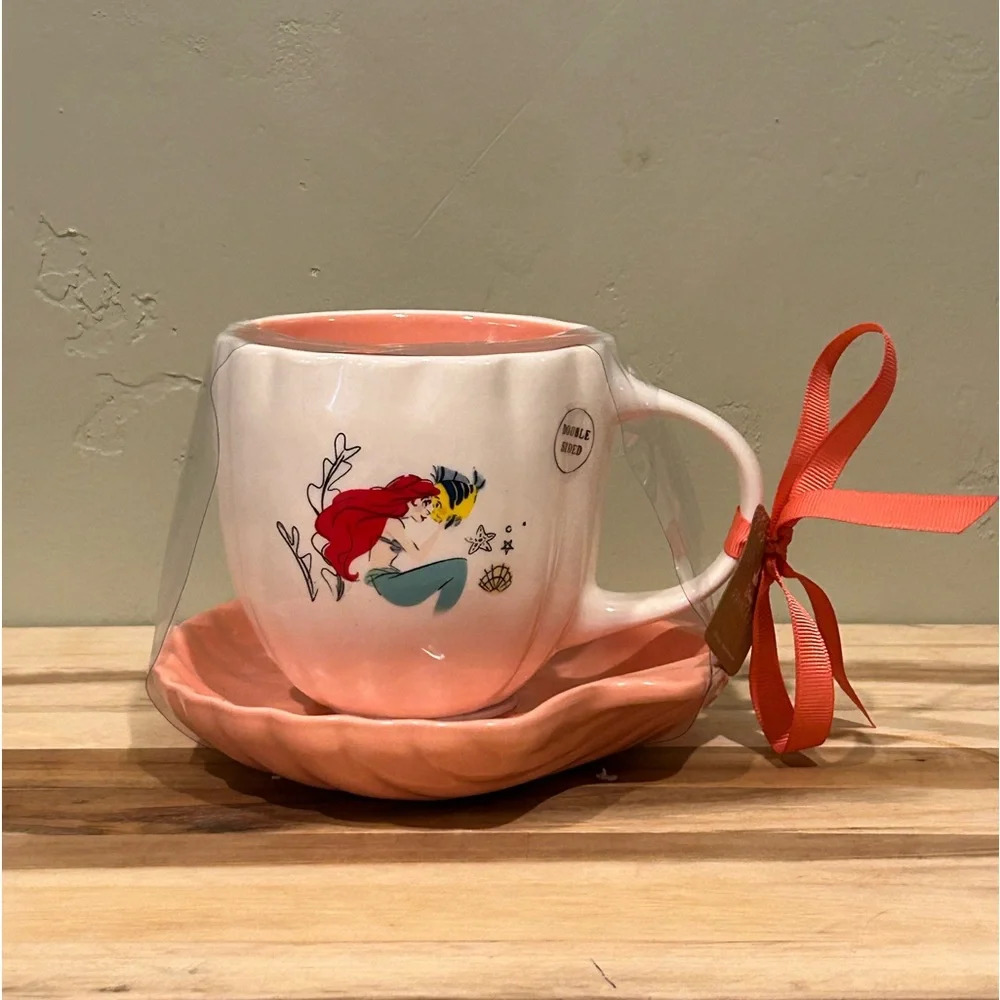 Rae Dunn Disney Collection Ceramic Teacup and Saucer The Little Mermaid NWTS! - Picture 4 of 7